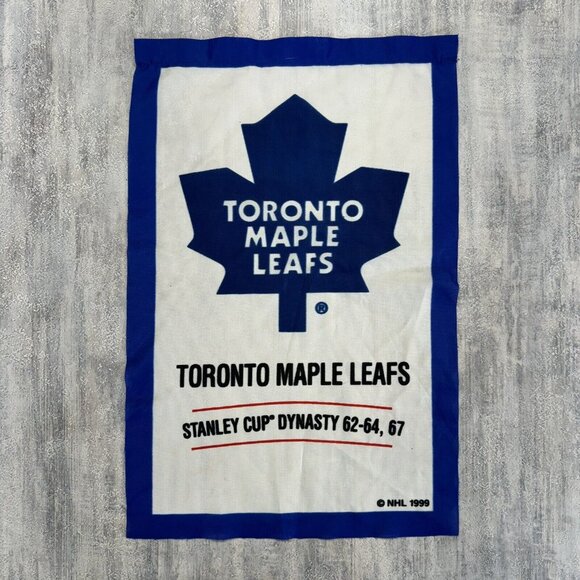 Vtg Toronto Maple Leafs Dynasty Stanley Cup 62-64 67 Flag Banner 16” X 10.5” NHL - Picture 1 of 5